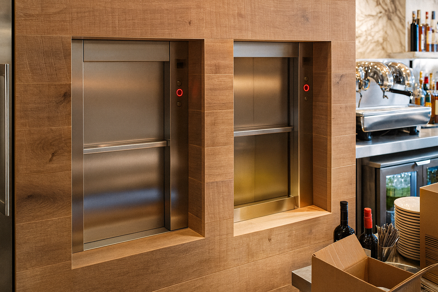double dumbwaiter in a bar