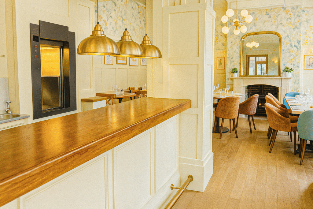 dumbwaiter food lift in a high end restaurant
